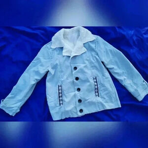 Women's Light Blue Jacket with White Collar